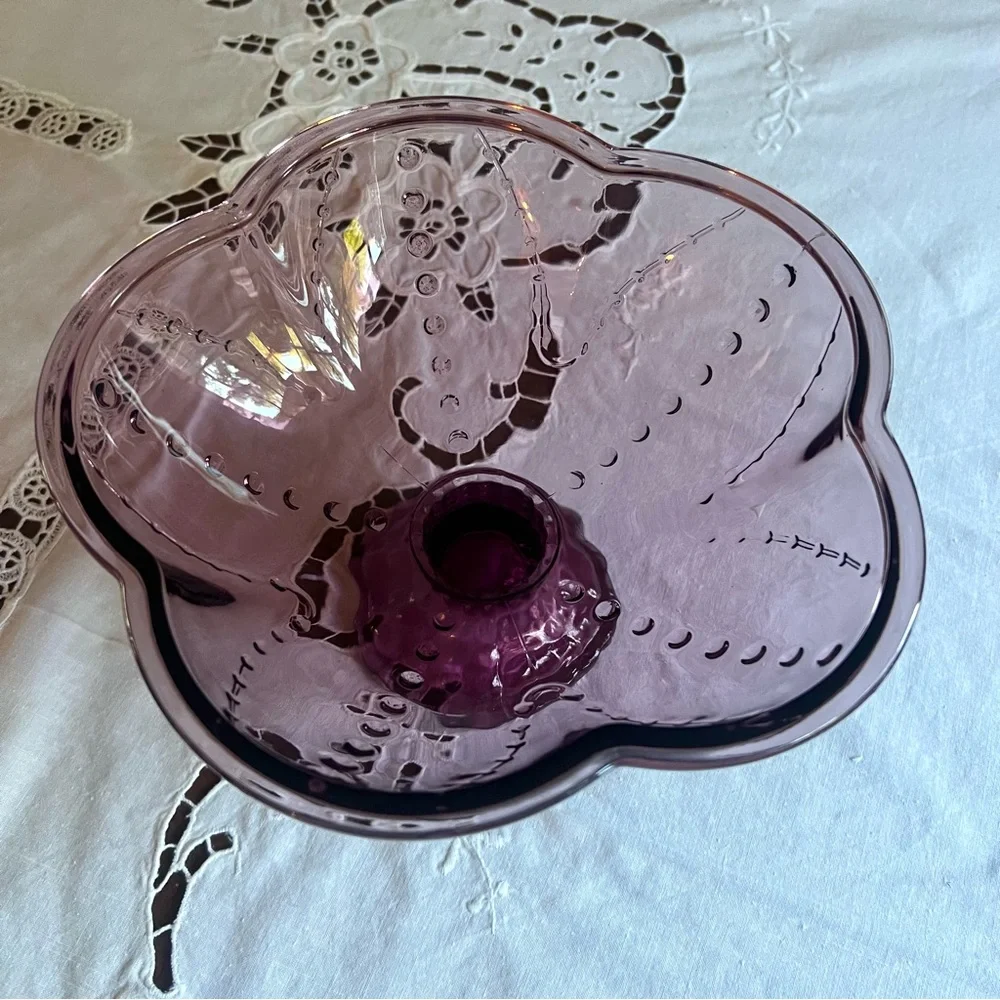 Purple Amethyst color Pedestal Bowl With Hobnail Detail Ikea vintage inspired …